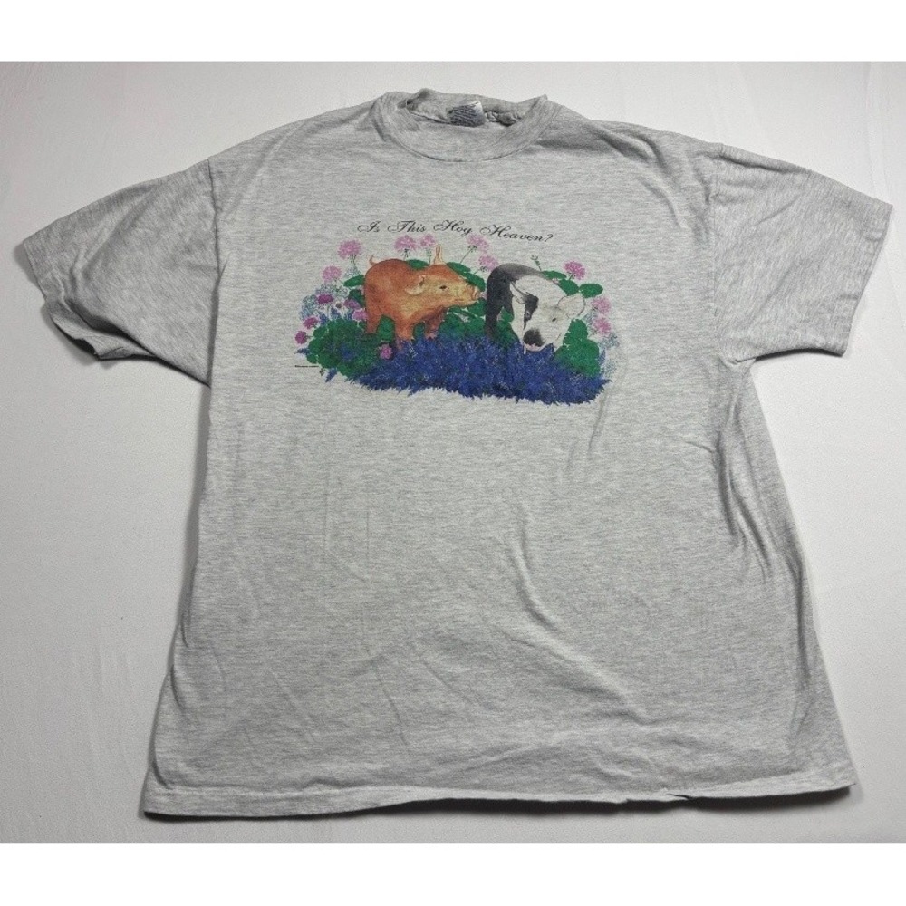 Hanes Beefy T Graphic T Shirt Is This Hog Heaven Gray Men's XL